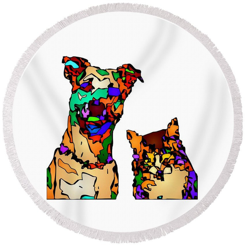 Round Beach Towel - Buddies For Life. Pet Series