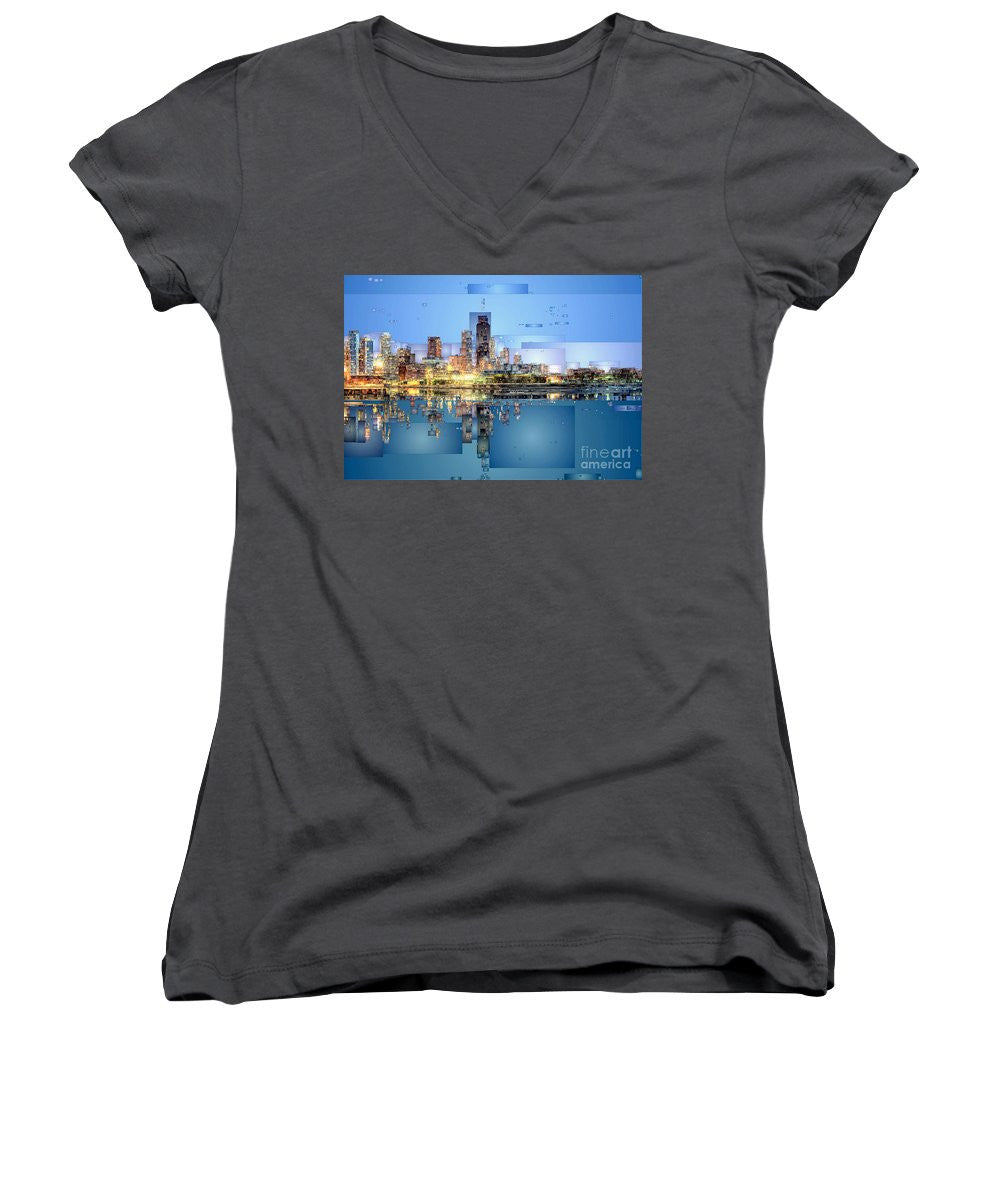 Women's V-Neck T-Shirt (Junior Cut) - Chicago Lake Michigan