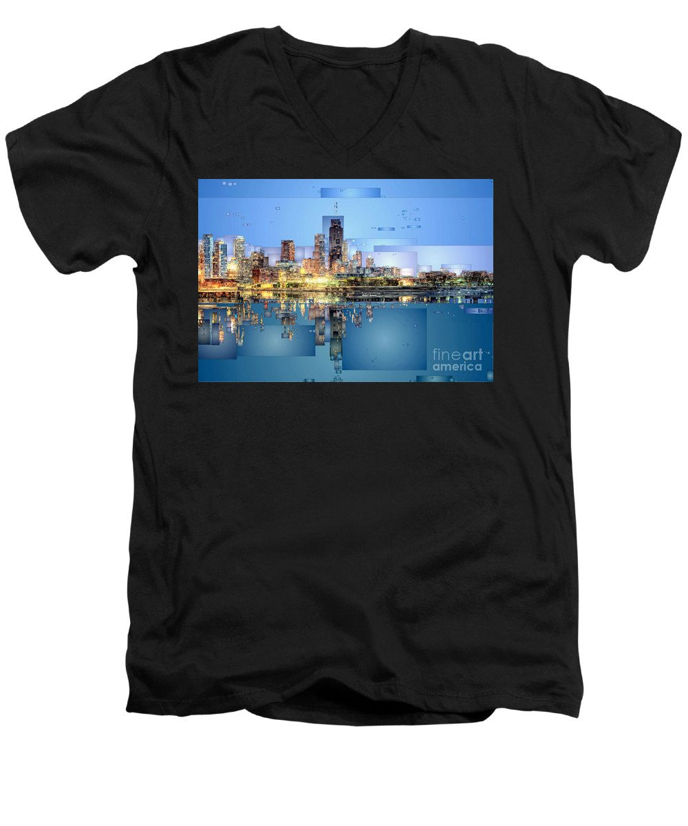 Men's V-Neck T-Shirt - Chicago Lake Michigan