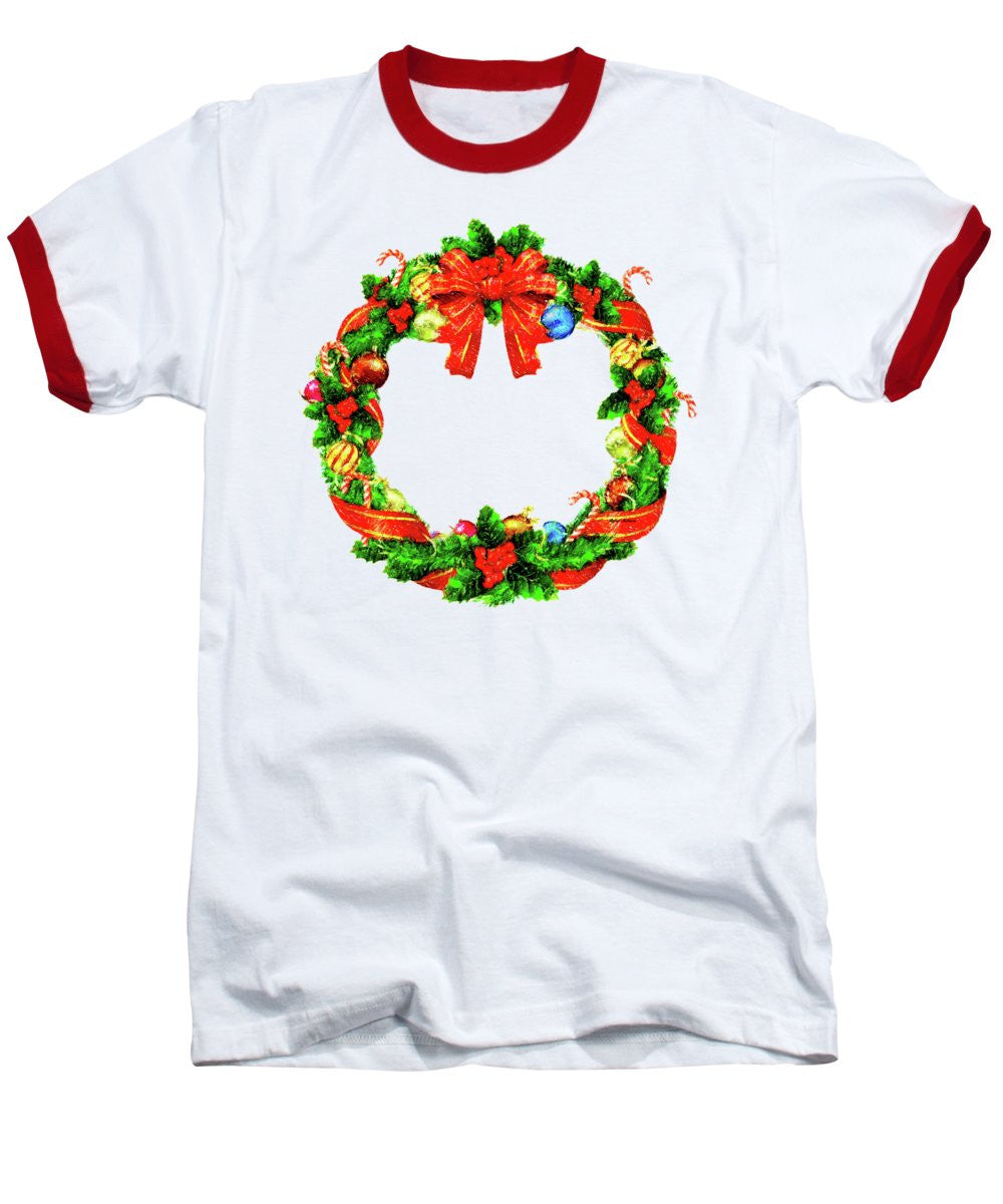 Baseball T-Shirt - Christmas Wreath