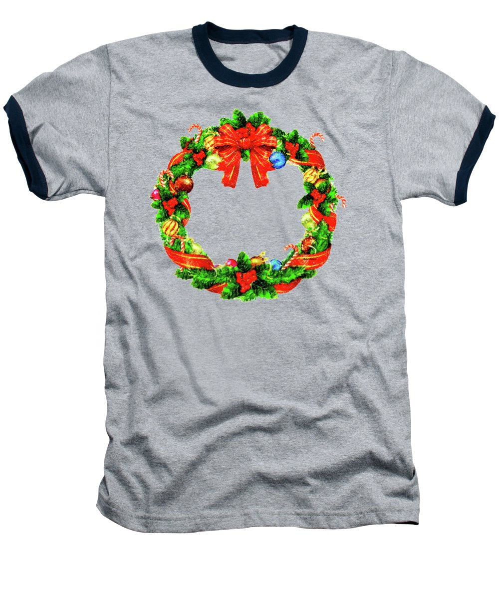 Baseball T-Shirt - Christmas Wreath