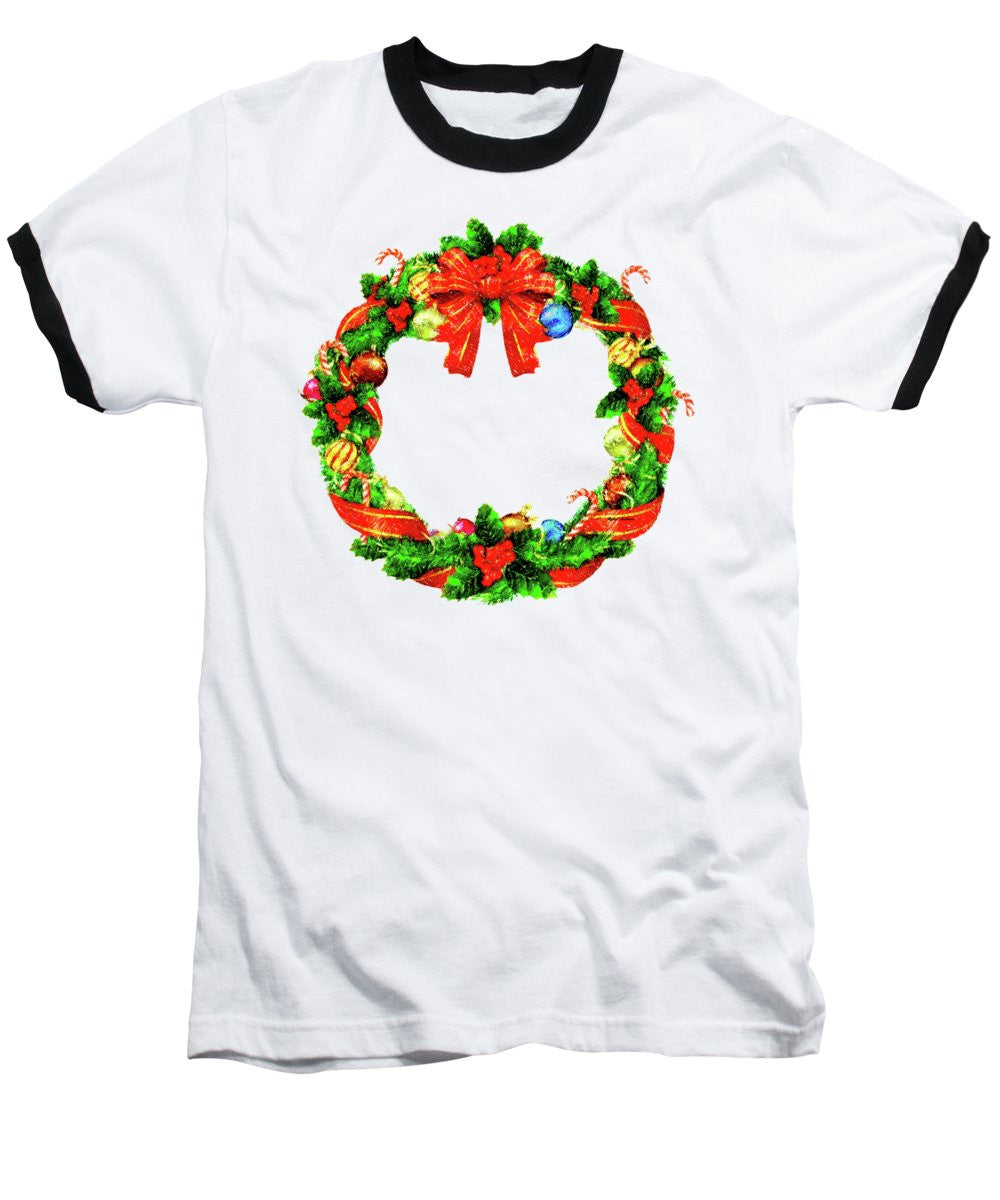 Baseball T-Shirt - Christmas Wreath