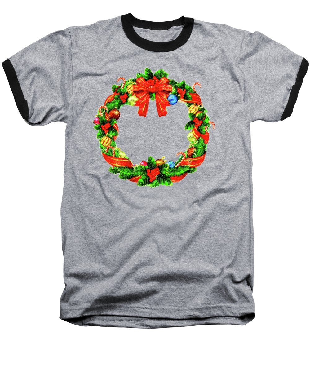 Baseball T-Shirt - Christmas Wreath