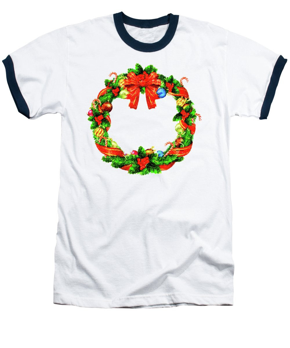 Baseball T-Shirt - Christmas Wreath