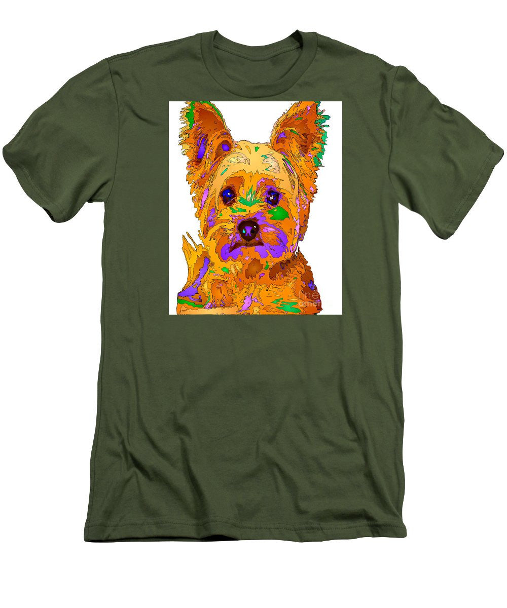 Men's T-Shirt (Slim Fit) - Cupcake The Yorkie. Pet Series