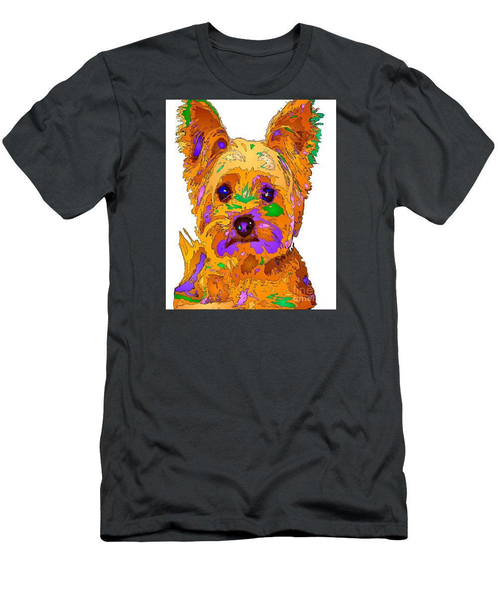 Men's T-Shirt (Slim Fit) - Cupcake The Yorkie. Pet Series