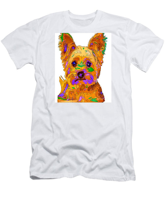 T-shirt pour homme (coupe ajustée) - Cupcake The Yorkie. Série Pet