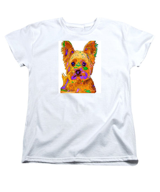 Women's T-Shirt (Standard Cut) - Cupcake The Yorkie. Pet Series