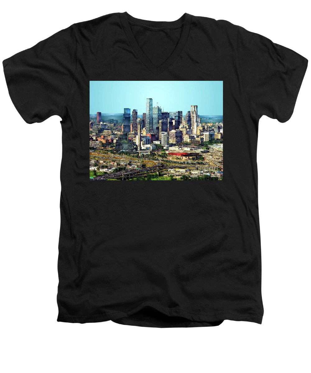 Men's V-Neck T-Shirt - Dallas Skyline