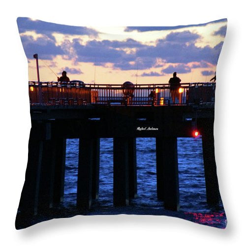 Throw Pillow - Early Fishing