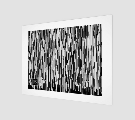 Abstract in Black and White Wood Print 14" x 11"