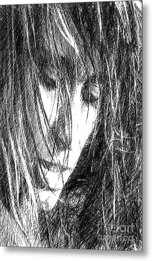 Metal Print - Female Drawing Sketch