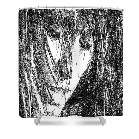 Shower Curtain - Female Drawing Sketch