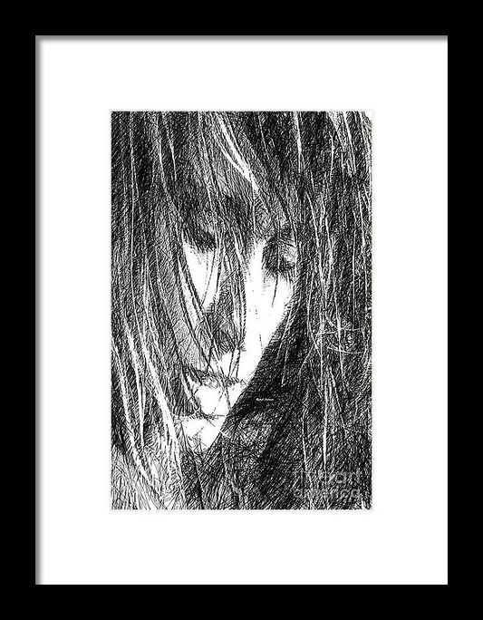 Framed Print - Female Drawing Sketch