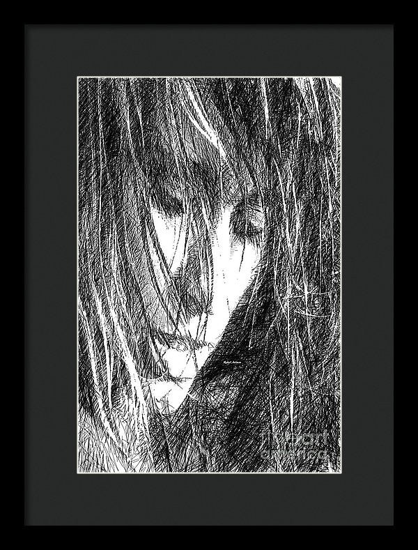 Framed Print - Female Drawing Sketch