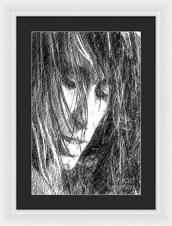 Framed Print - Female Drawing Sketch