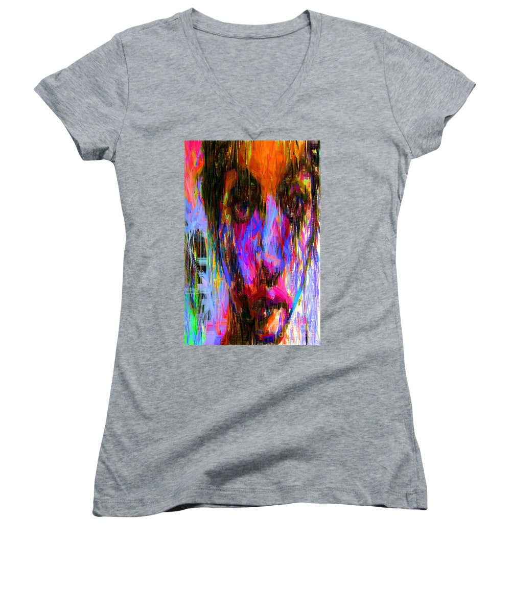 Women's V-Neck T-Shirt (Junior Cut) - Female Portrait 0130