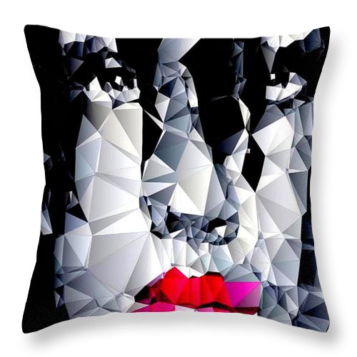 Female Portrait In Black And White - Throw Pillow