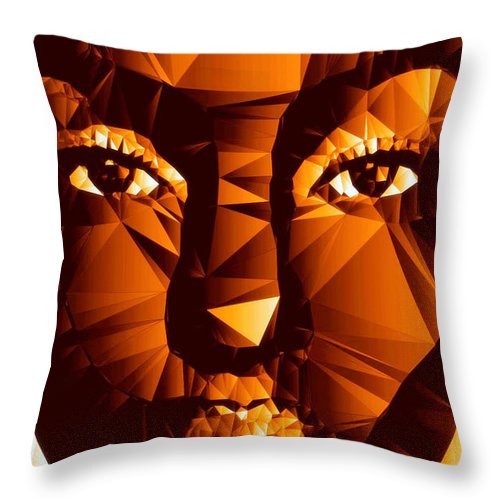 Female Portrait In Brown - Throw Pillow