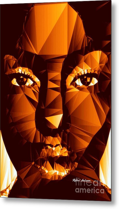 Female Portrait In Brown - Metal Print