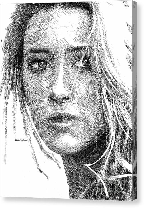 Female Portrait Sketch Drawing 1508 - Canvas Print