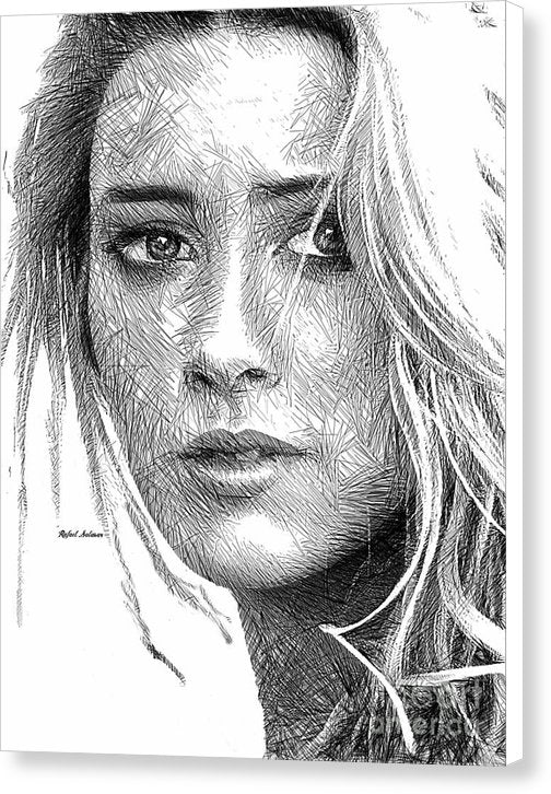 Female Portrait Sketch Drawing 1508 - Canvas Print