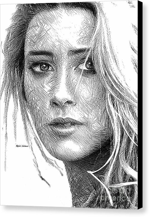 Female Portrait Sketch Drawing 1508 - Canvas Print