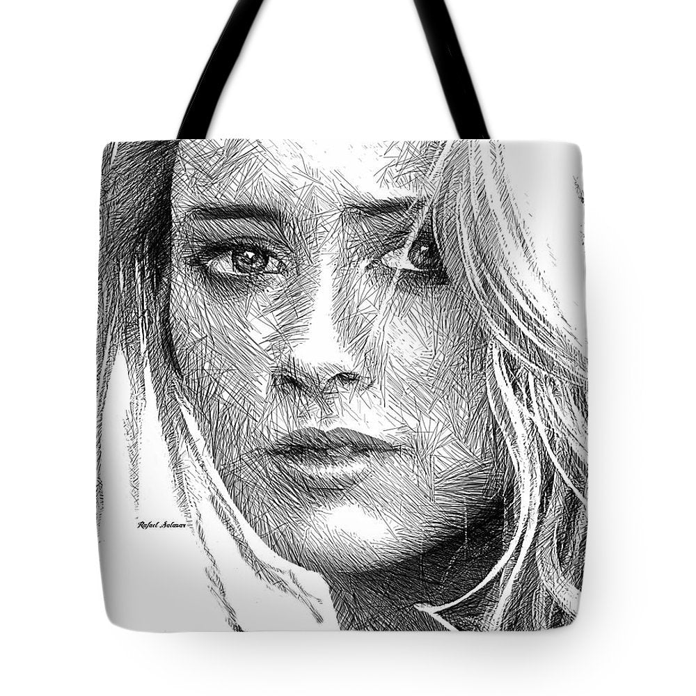 Female Portrait Sketch Drawing 1508 - Tote Bag