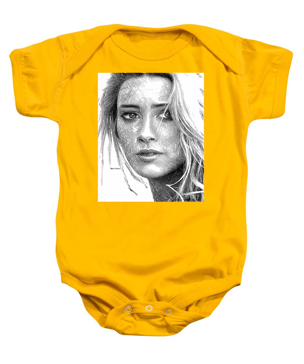 Female Portrait Sketch Drawing 1508 - Baby Onesie