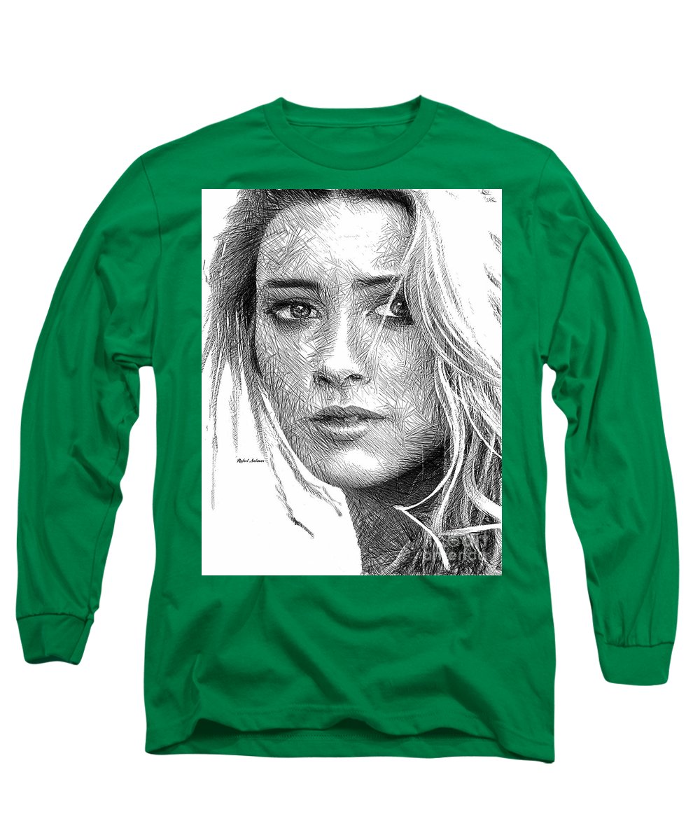 Female Portrait Sketch Drawing 1508 - Long Sleeve T-Shirt