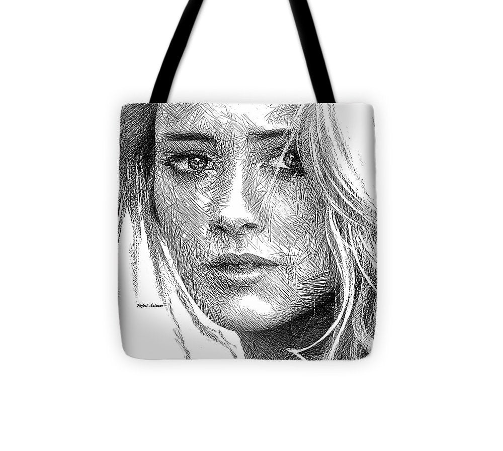 Female Portrait Sketch Drawing 1508 - Tote Bag