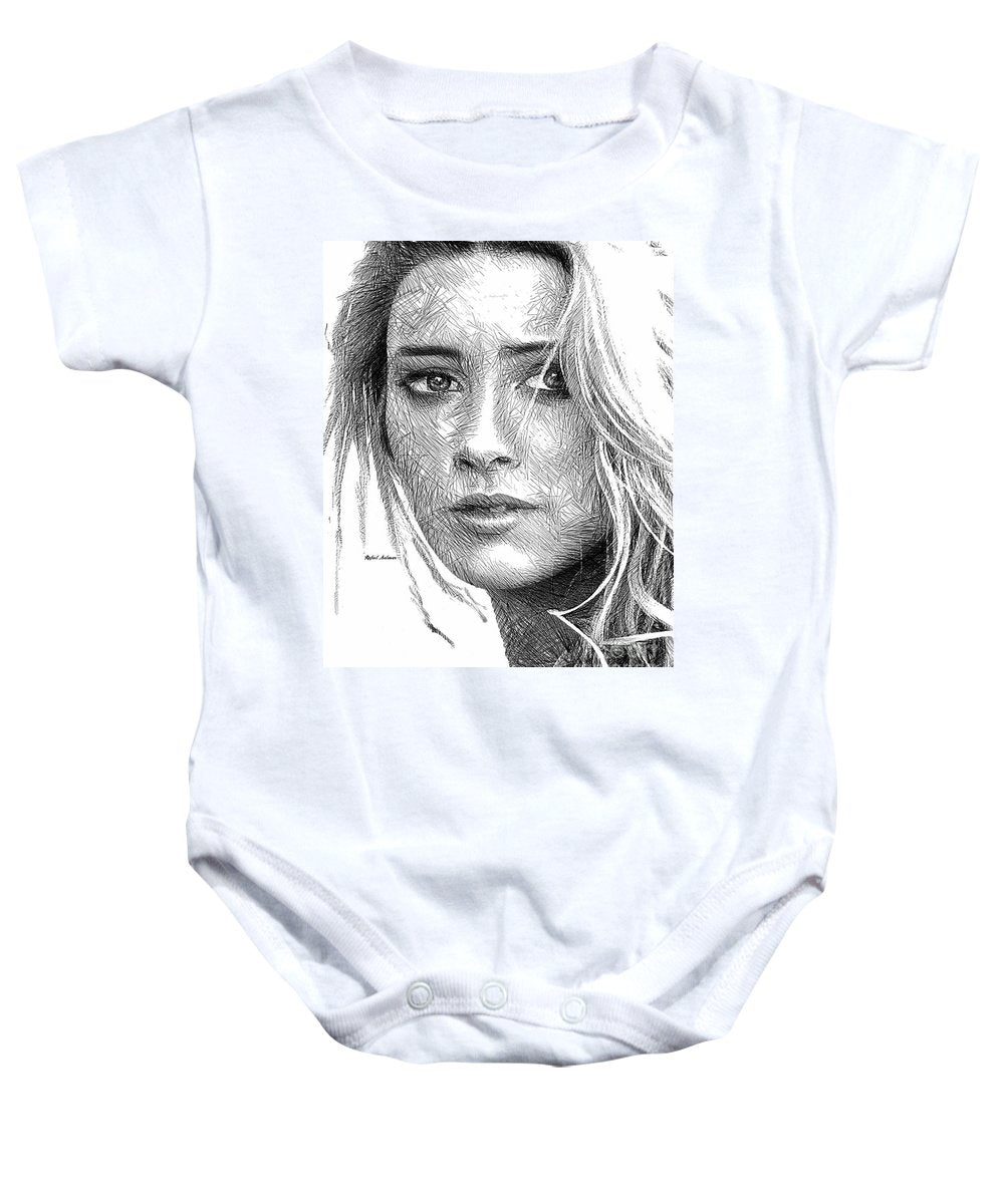 Female Portrait Sketch Drawing 1508 - Baby Onesie