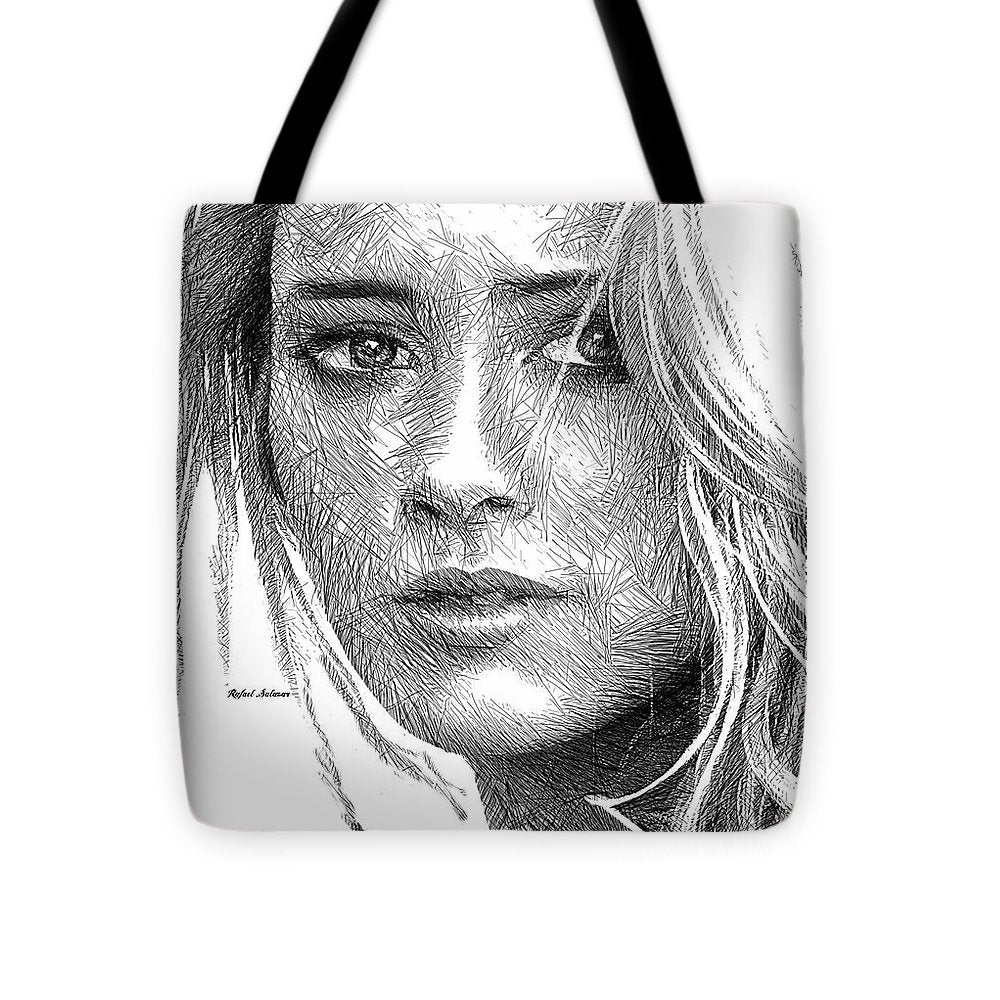 Female Portrait Sketch Drawing 1508 - Tote Bag