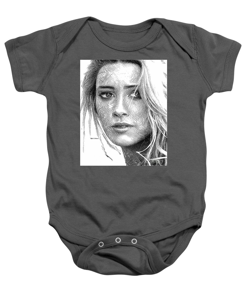 Female Portrait Sketch Drawing 1508 - Baby Onesie