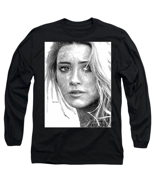 Female Portrait Sketch Drawing 1508 - Long Sleeve T-Shirt