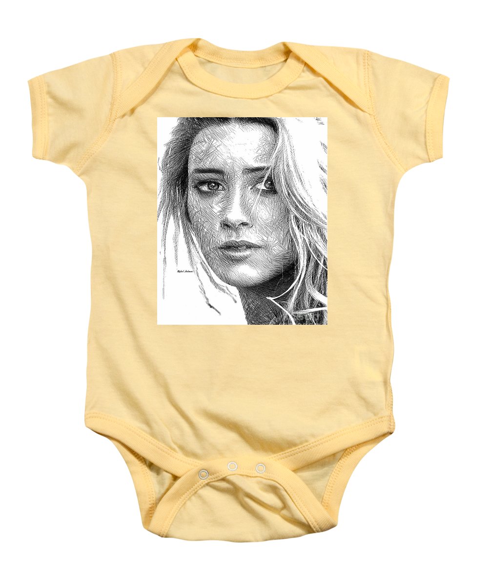 Female Portrait Sketch Drawing 1508 - Baby Onesie