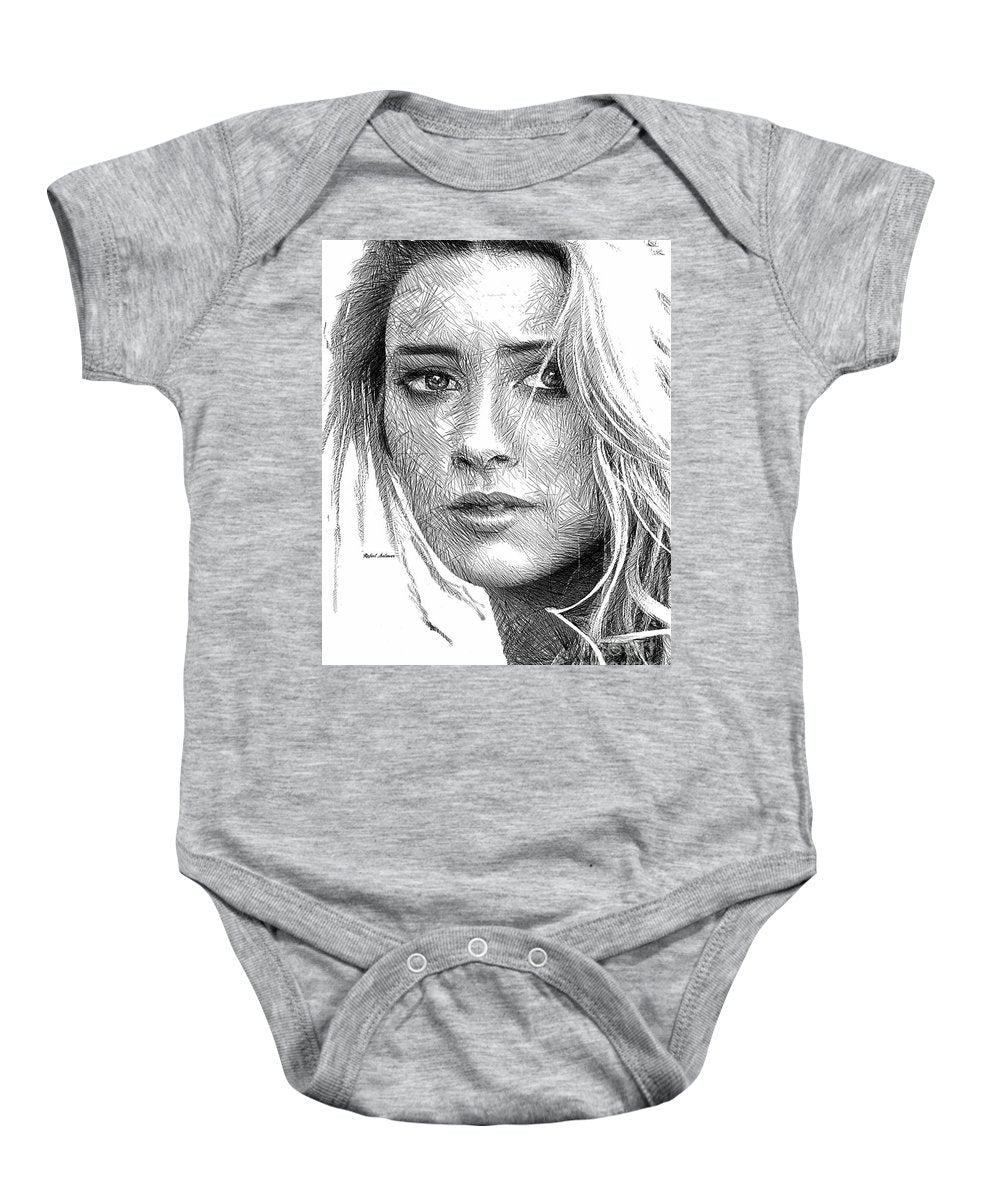 Female Portrait Sketch Drawing 1508 - Baby Onesie