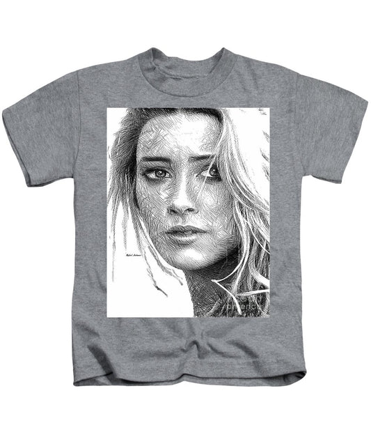 Female Portrait Sketch Drawing 1508 - Kids T-Shirt