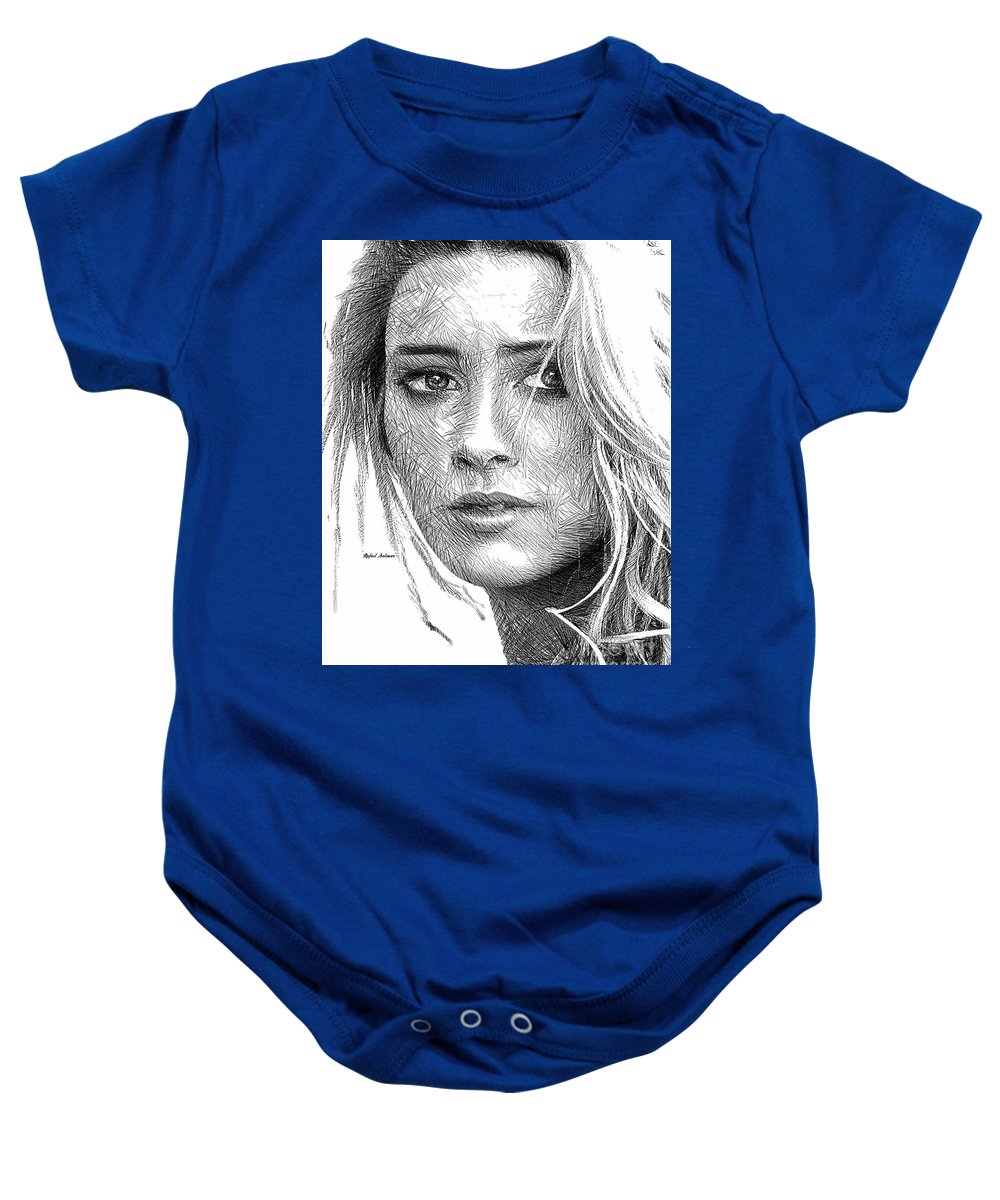 Female Portrait Sketch Drawing 1508 - Baby Onesie