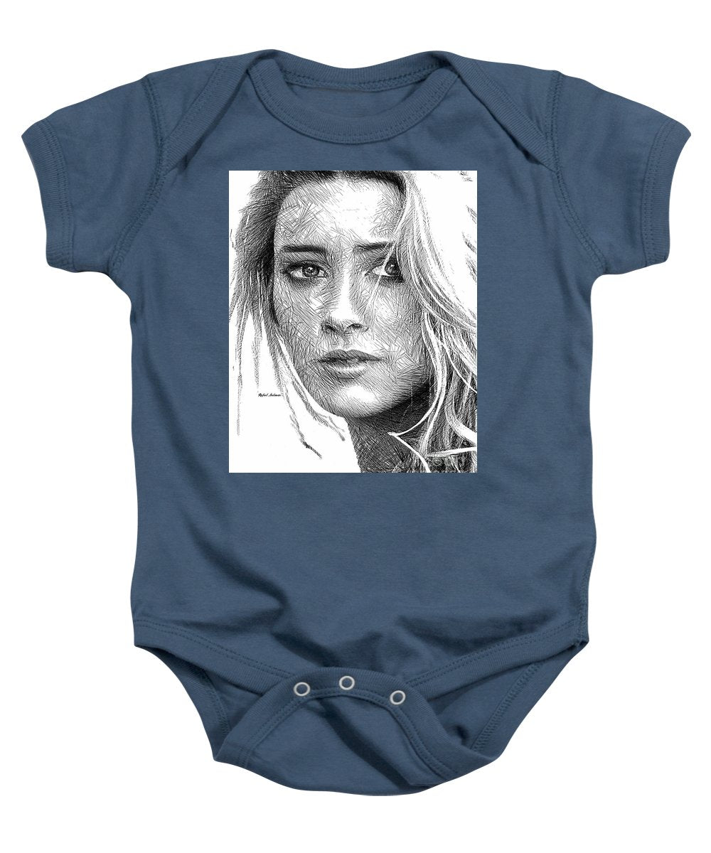 Female Portrait Sketch Drawing 1508 - Baby Onesie