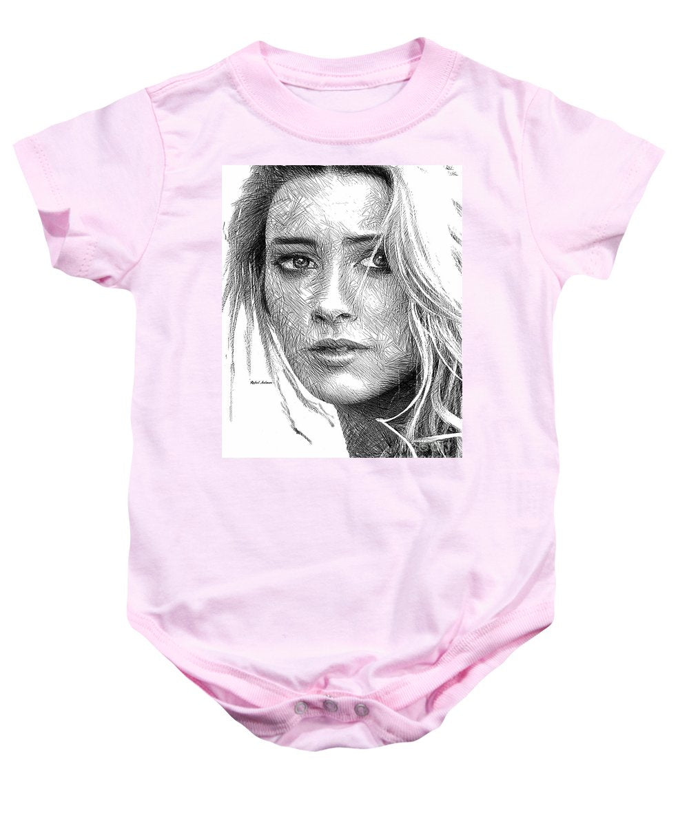 Female Portrait Sketch Drawing 1508 - Baby Onesie