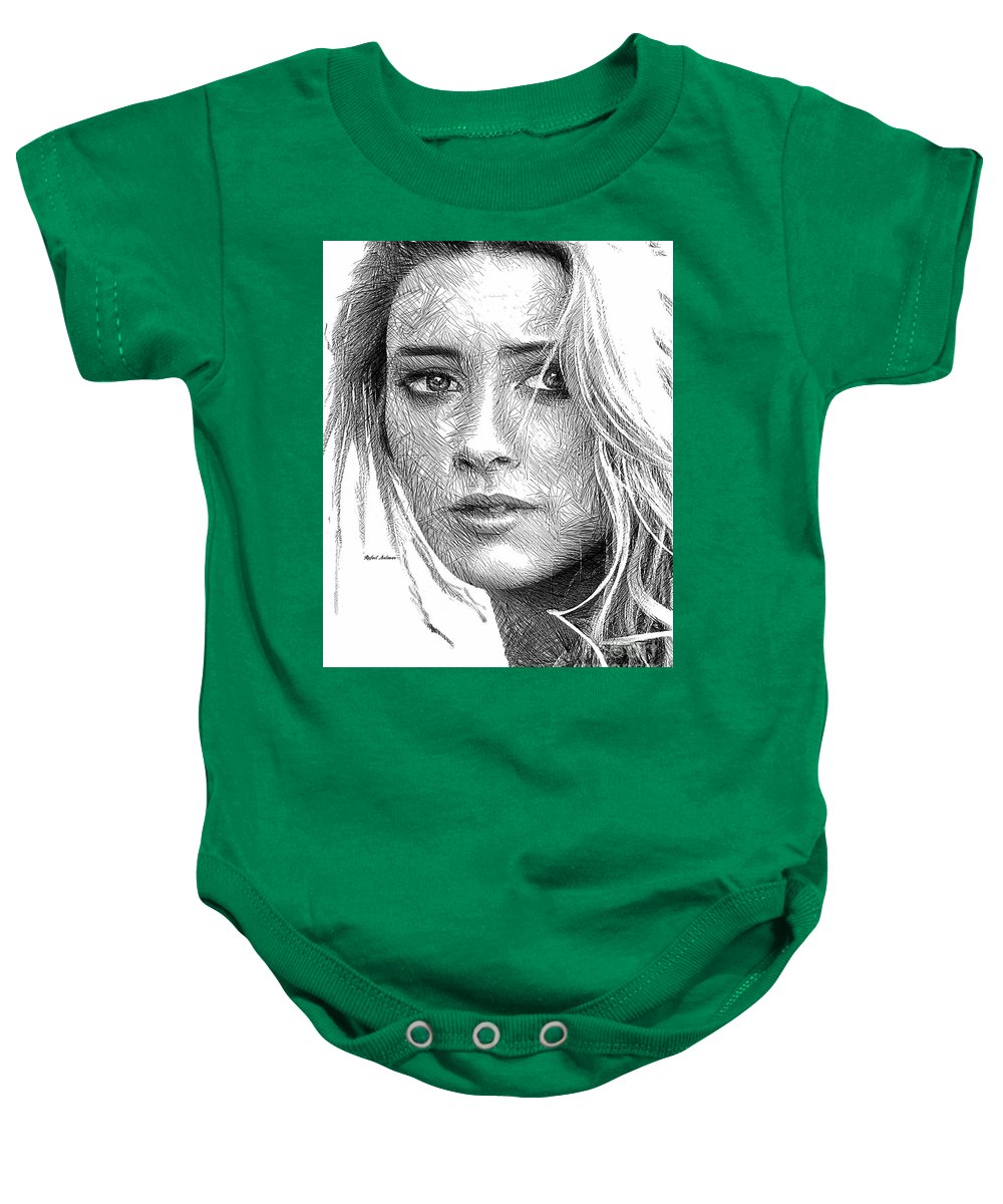 Female Portrait Sketch Drawing 1508 - Baby Onesie