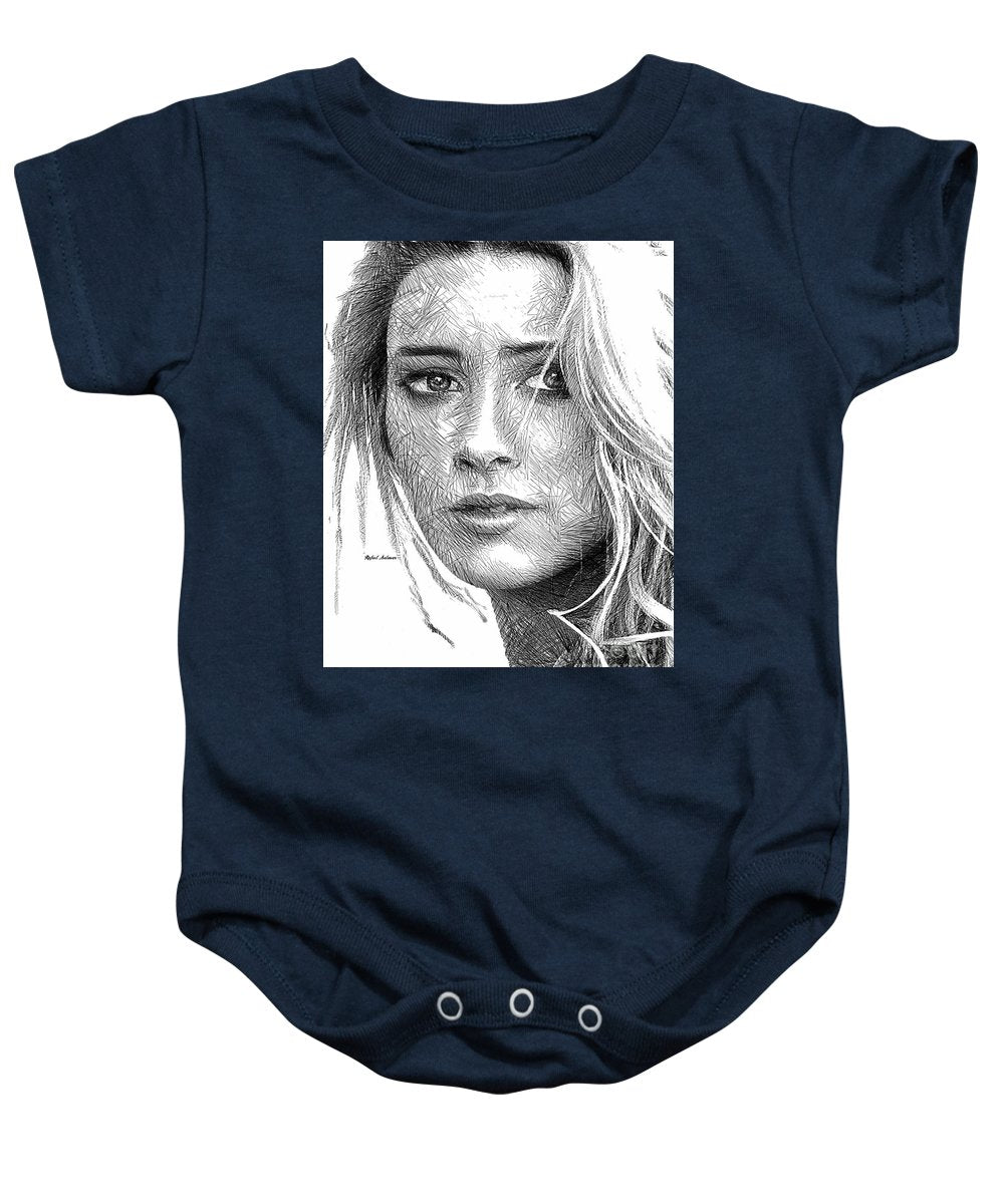 Female Portrait Sketch Drawing 1508 - Baby Onesie