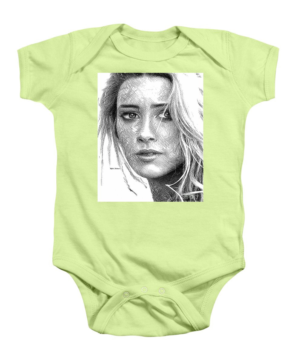 Female Portrait Sketch Drawing 1508 - Baby Onesie