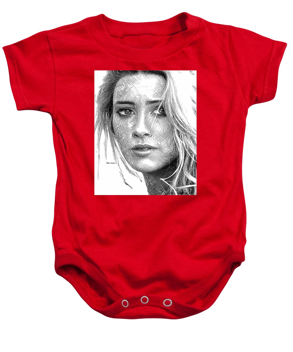 Female Portrait Sketch Drawing 1508 - Baby Onesie