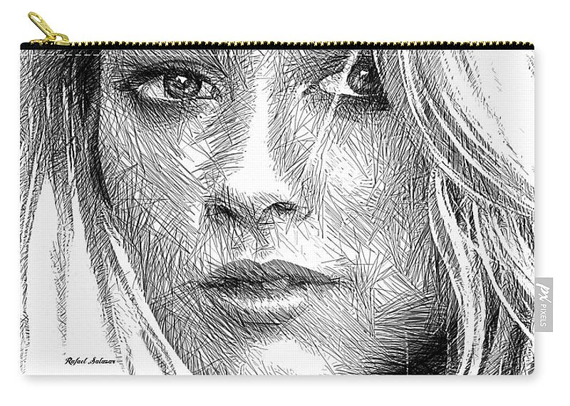 Female Portrait Sketch Drawing 1508 - Carry-All Pouch