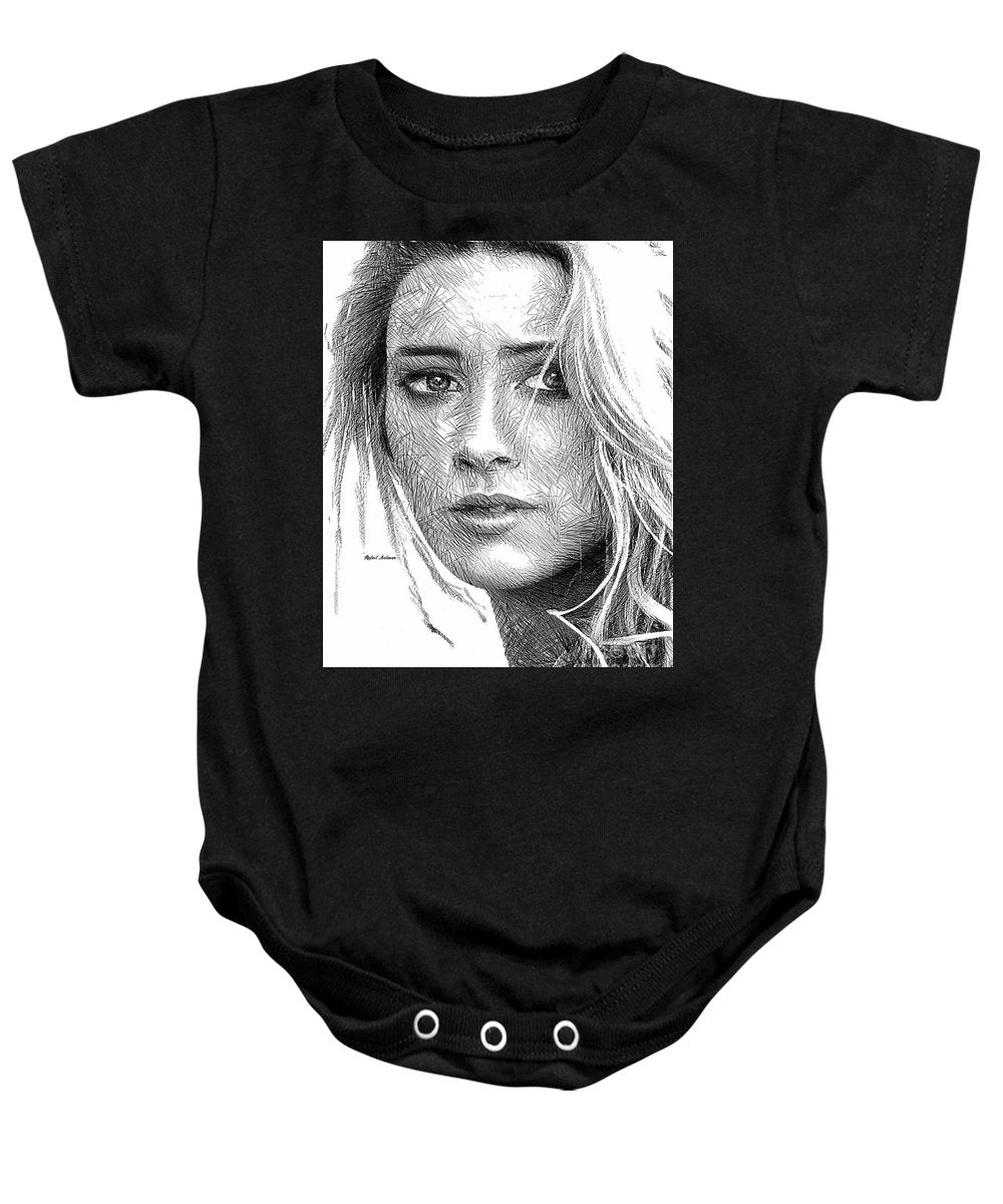 Female Portrait Sketch Drawing 1508 - Baby Onesie