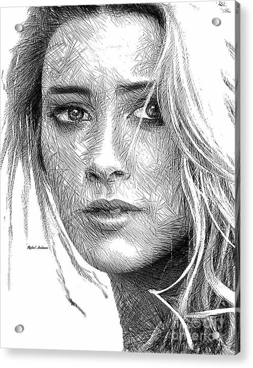 Female Portrait Sketch Drawing 1508 - Acrylic Print