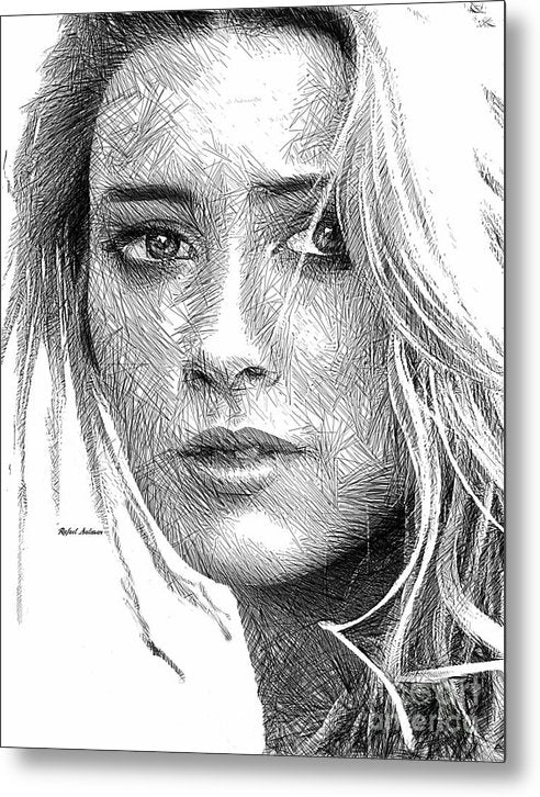 Female Portrait Sketch Drawing 1508 - Metal Print