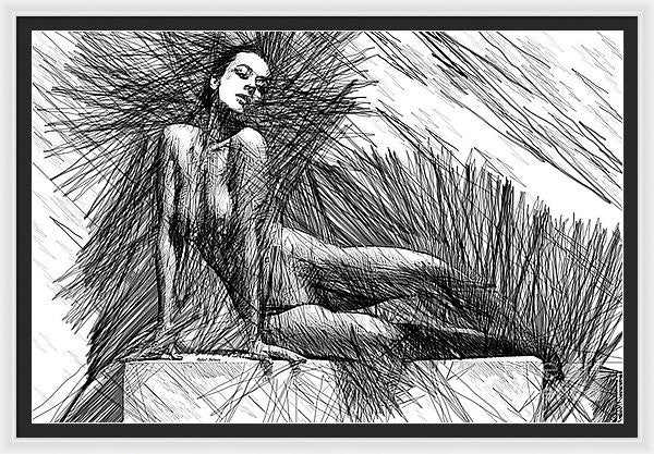 Framed Print - Female Pose For Studio Drawing 1447